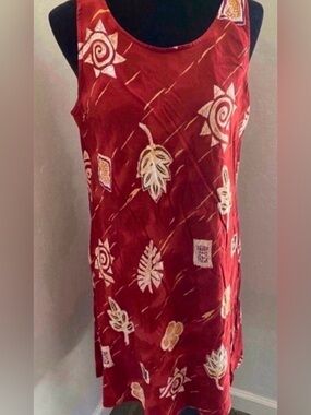 Women’s Red Printed Sleeveless Women's Dress (Size L)